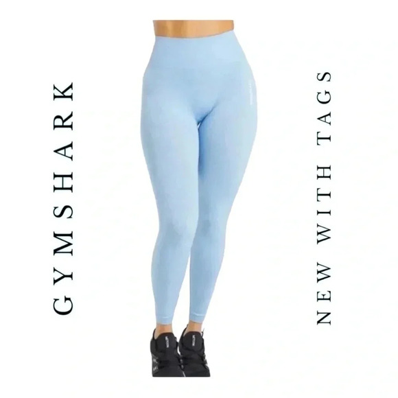 1391. GYMSHARK APADT MARL SEAMLESS LEGGING POWDER BLUE COLOR‎ SIZE XSMALL - Picture 1 of 11